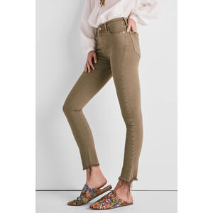 Lucky Brand Ava Mid Rise Skinny Jeans Frayed Hem Majestic Green Fray 2 / 26